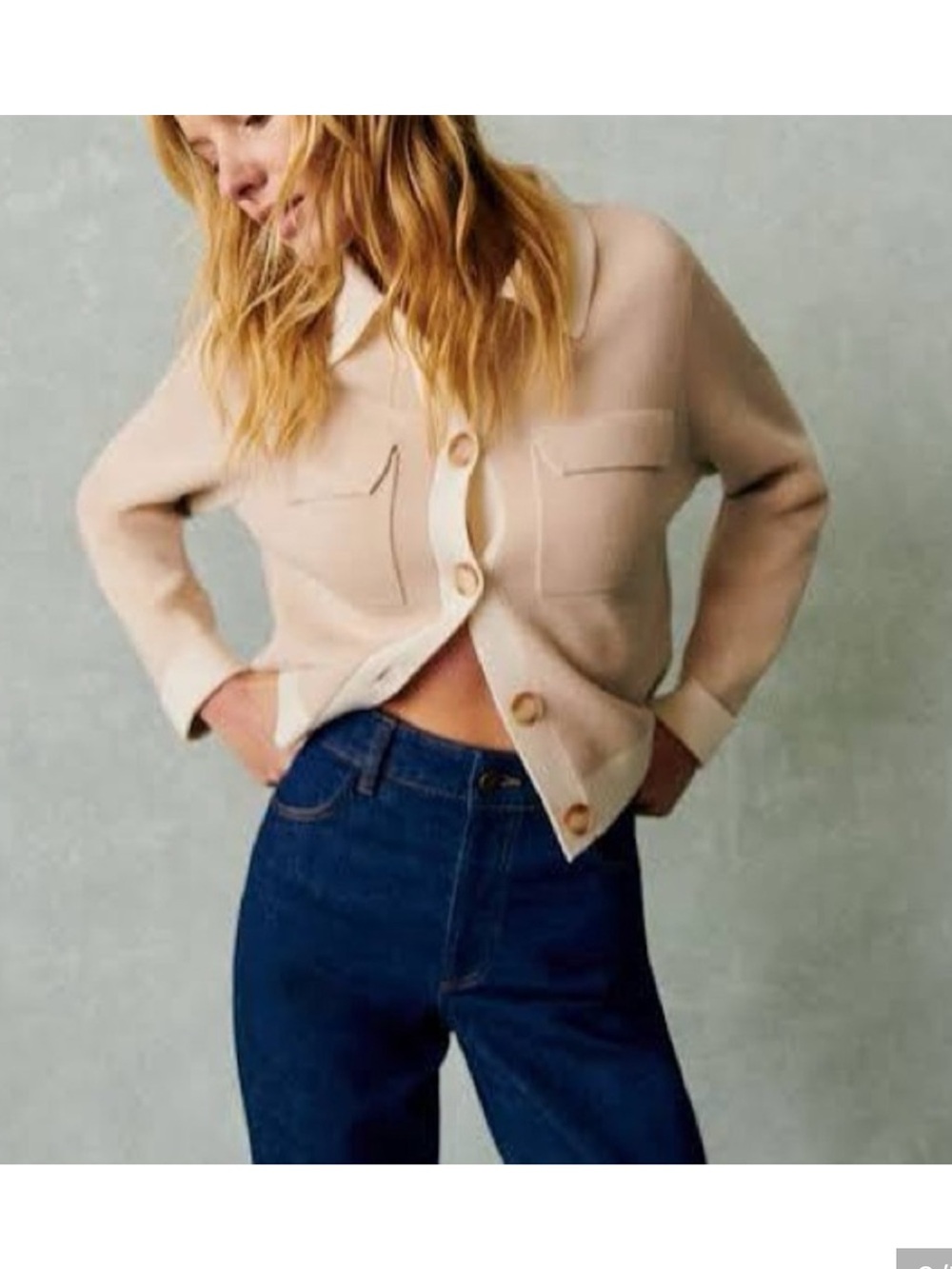 NWT Sezane Betty Cardigan Vanilla With Ecru Details - Size S
